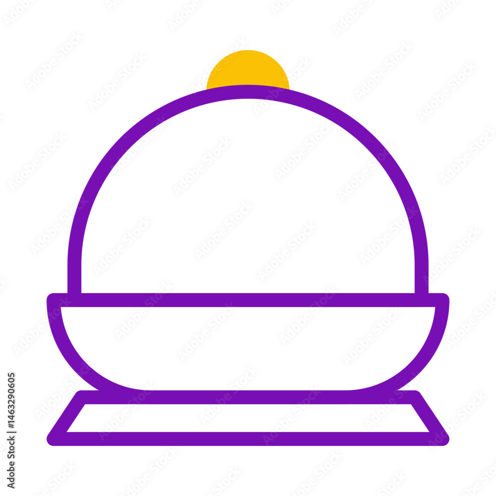 Poster stylized minimalist image displaying a dome-shaped object in violet and yellow