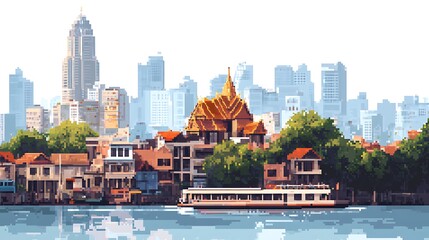 Fototapeta premium pixel art of bangkok city