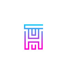 Abstract Gradient H Letter Logo Design, Minimalist, Modern, Linear