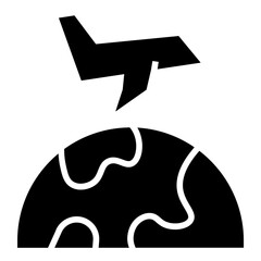 Airplane over World Globe