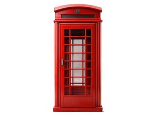 Silhouette Red Phone Booth, Classic British Telephone Box, Isolated White Background, UK Phone Kiosk, Vintage Silhouette