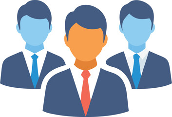Abstract Digital Illustration of Three Business Professionals in Formal Attire Symbolizing Leadership and Teamwork

