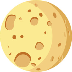 Cartoon moon with craters and stars around it. space theme, children's books, and astronomy