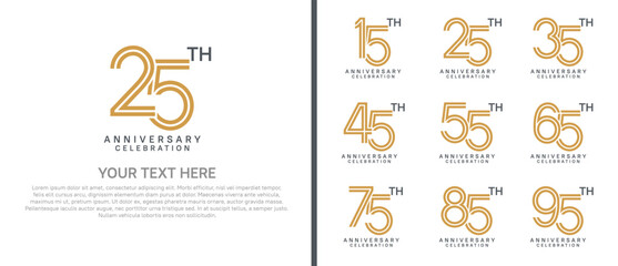 Naklejka premium logo anniversary set. brown and black color on white background for special event