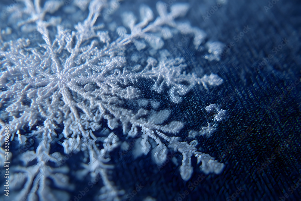 Poster detailed close-up view of intricate snowflake design.