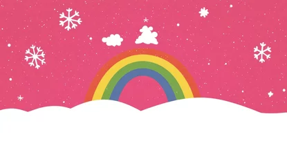 Winter wonderland rainbow scene