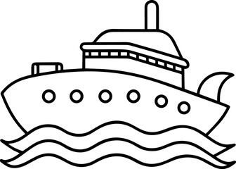 Obraz premium underwater vessel outline vector illustration, line art