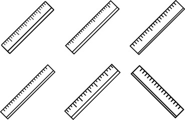 Set of ruler outline vector illustration, line art