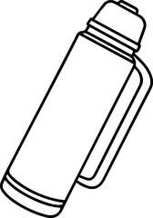 tea flask outline vector illustration, line art