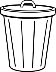 trash can outline vector illustration, line art