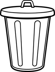trash can outline vector illustration, line art