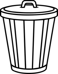trash can outline vector illustration, line art