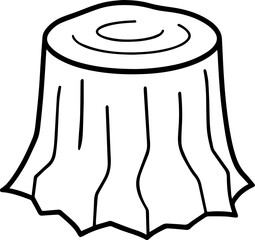 tree stump outline vector illustration, line art