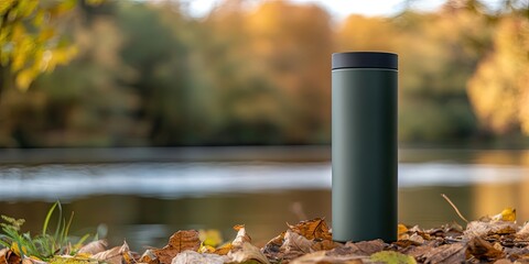 Dark Green Insulated Water Bottle Outdoors