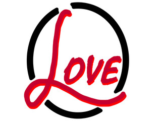 Love Symbol: A vivid declaration of affection and connection, the image presents the word "Love" gracefully encircled in a minimalistic emblem of endearment, representing unity and fondness.