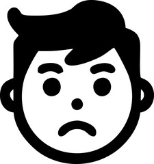 Sad boy emoticon face feeling blue upset unhappy downcast
