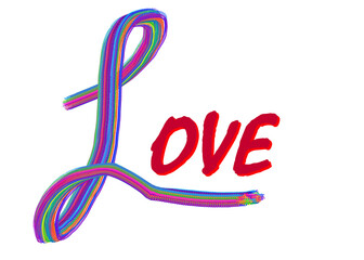 Love Symbol: A vivid declaration of affection and connection, the image presents the word "Love". Typography love symbol in colorful spring shape  isolated on white background.
