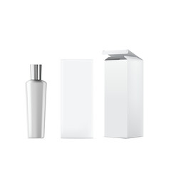 White Bottle with Packaging Box Mockup Vector