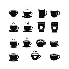 Collection of Black and White Coffee Graphics.

