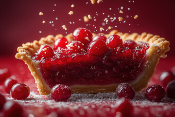 Piece of pie with cran and cran toppings.