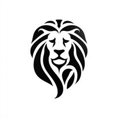 Fototapeta premium Stylized Lion Head Illustration: Bold Contrast and Minimalist Design Presentation