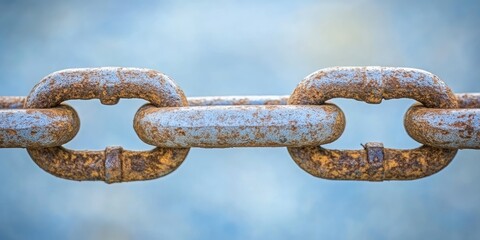 Obraz premium Closeup of a Rusty Metal Chain Link: Strength, Connection, and the Passage of Time