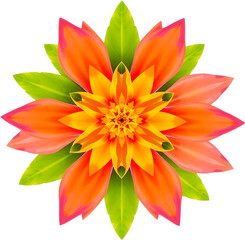 Fototapeta premium Radiant symmetrical flower with sharp petals, golden core, airy design.