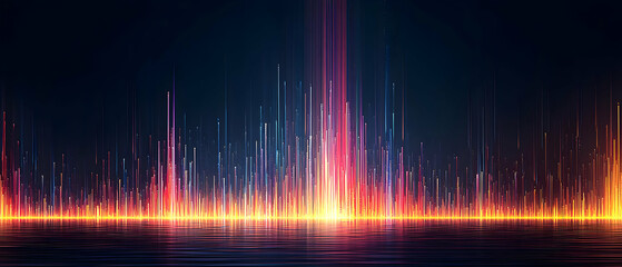 Abstract Futuristic Cityscape At Night With Glowing Lines