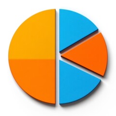 Obraz premium Colorful and Modern Pie Chart Design in Orange and Blue Shades for Data Visualization, Infographics, and Business Presentations with Three Segments