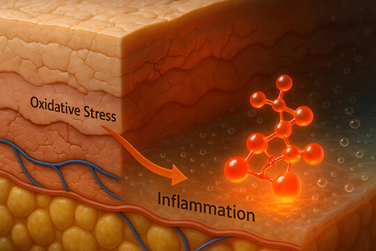 Astaxanthin Reducing Inflammation and Oxidative Stress in Human Skin &ndash; 4K Medical Illustration