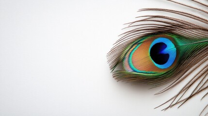 Fototapeta premium Close-up view of a peacock feather's eye.