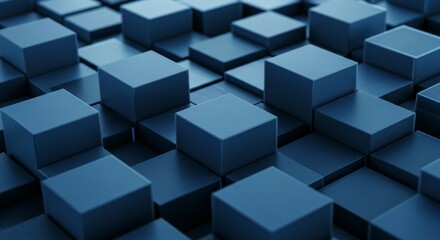 Obraz premium Abstract Cubes Arrangement Background Dark Blue Tones