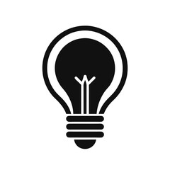 Vector Light Bulb Icon – Symbol of Idea, Innovation, and Creativity Isolated on White Background