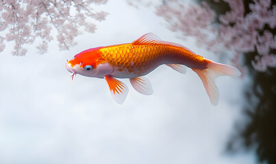 Orange koi fish in pond