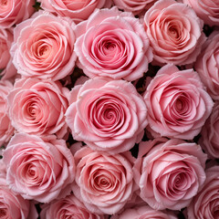 Fototapeta premium Background image of pink roses. Top view of rose flowers. Studio shot of flowers.