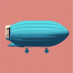 Retro airship, light blue,  vintage design
