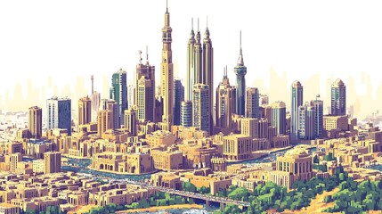 top view pixel art of riyadh