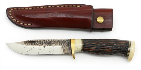 Handcrafted Fixed Blade Hunting Knife with Leather Sheath