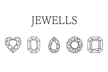 宝石、イラスト、シンプル、線画、白黒、鉱石