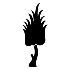 Stylized tree. Medieval design. Black and white silhouette.