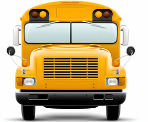 Fototapeta premium A bright yellow school bus front view, perfect for educational and transportation themes.