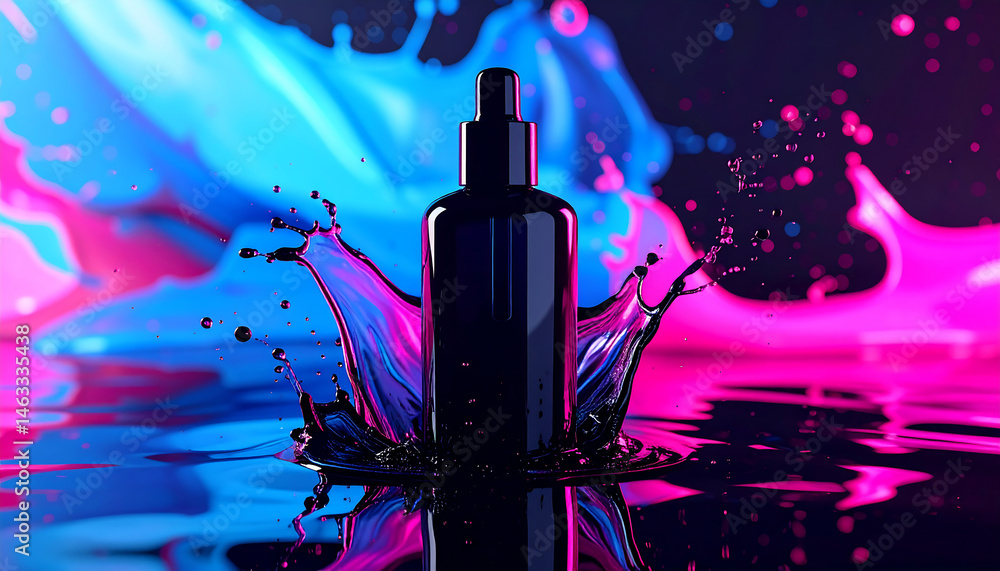 Poster dynamic liquid splash action abstract background product photography colorful environment close-up