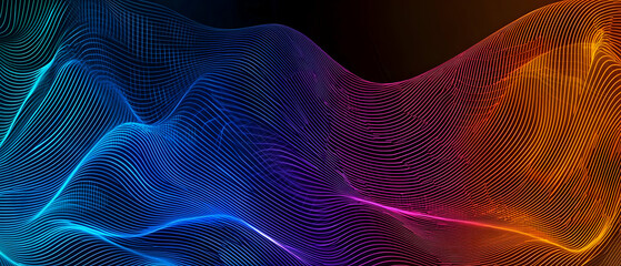 Abstract Glowing Circuit Wave Pattern