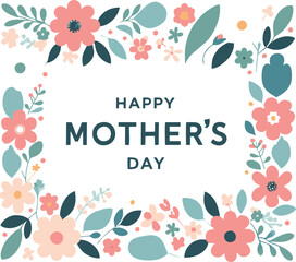 Happy Mother's Day Floral Frame Greeting Card Design