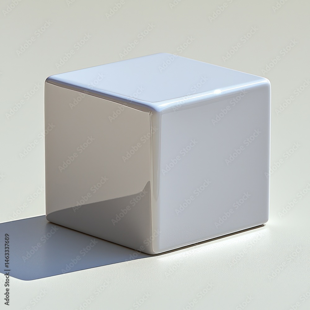 Poster light gray cube object on light background