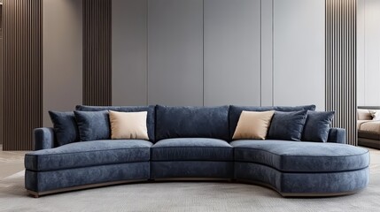 Curved Velvet Sofa with Bold Accents for Modern Interiors