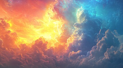 Fototapeta premium Red and blue contrasting color dream sky