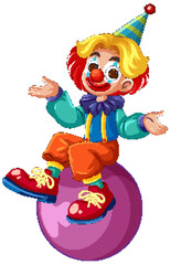 Naklejka premium Colorful Clown Balancing on a Ball Illustration
