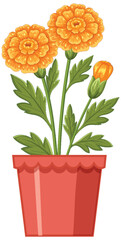 Vibrant Marigold Plant in Terracotta Pot