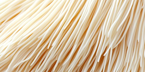 Close-Up Texture of Delicate White Noodles: A Culinary Delight of Thin, Long Strands